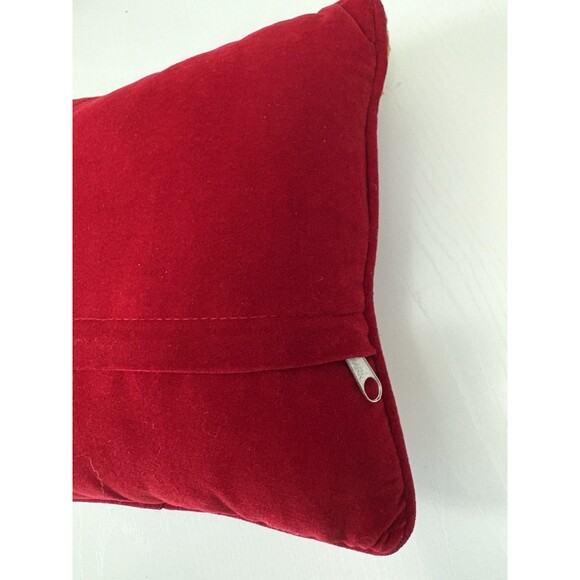 Christmas Holiday Throw Pillow Needlepoint Angel 10” Square Small Red - Picture 3 of 9